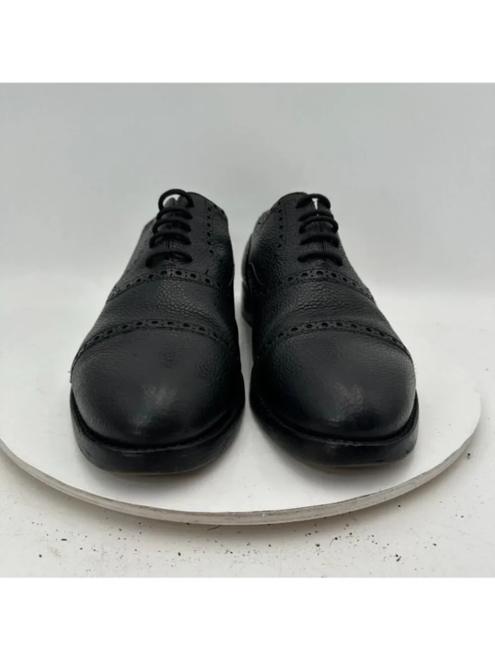 Lendvay Schwarcz Men Size EU 43 US 10 Black Peebled Leather Wingtip Oxford Shoe